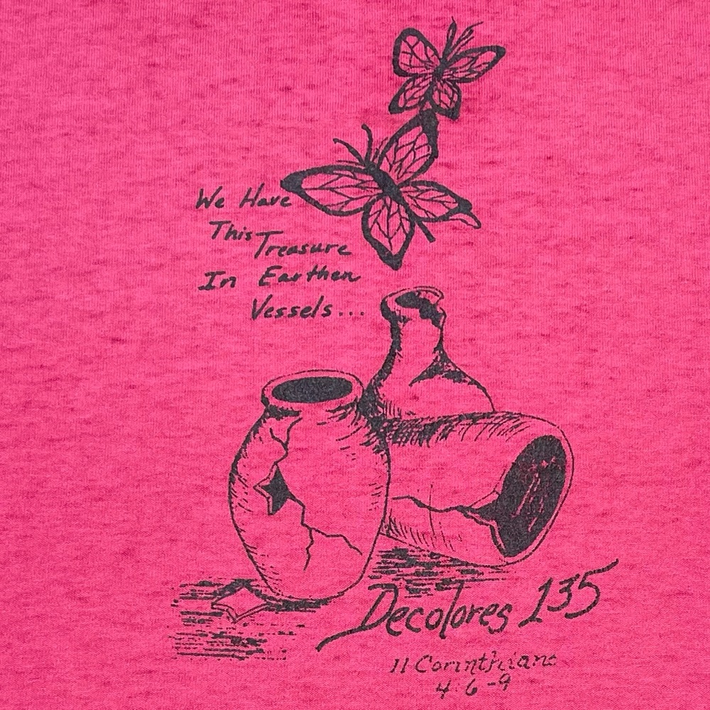Vintage Jesus Bible Scripture T Shirt Butterfly’s Pink L Single Stitch
